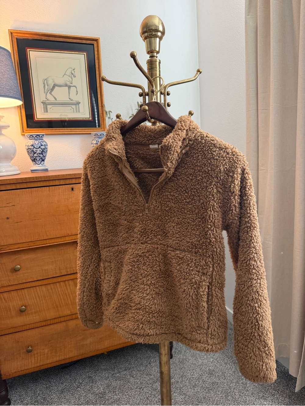 Cozy Half-Zip Sherpa Teddy Bear 🧸 Pullover Jacket - Brown